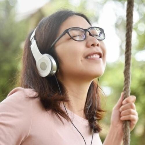 Listening to the music